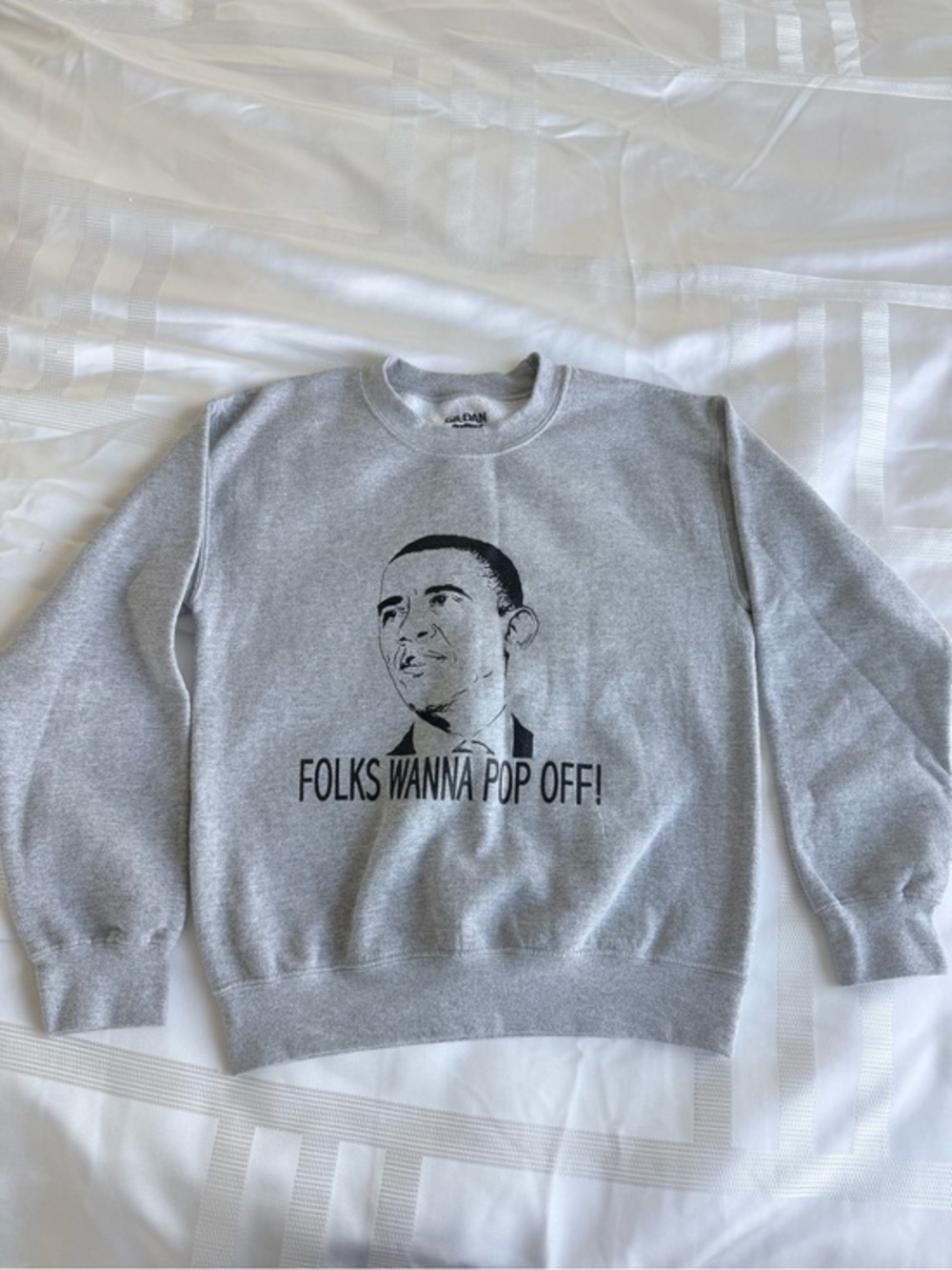 Unisex Obama Gray Crewneck Sweatshirt